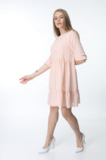 Load image into Gallery viewer, Powder Crew Neck Gathered Hem Dress
