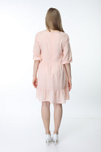 Powder Crew Neck Gathered Hem Dress