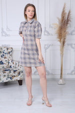 Load image into Gallery viewer, Beige Plaid Button Dress
