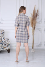 Load image into Gallery viewer, Beige Plaid Button Dress
