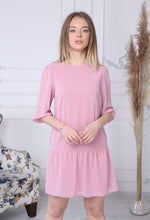 Load image into Gallery viewer, Pink Chiffon Dress with Gathered Hem
