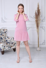 Load image into Gallery viewer, Pink Chiffon Dress with Gathered Hem
