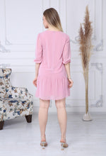 Load image into Gallery viewer, Pink Chiffon Dress with Gathered Hem
