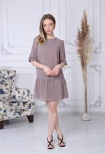 Load image into Gallery viewer, Mink Chiffon Dress with Gathered Hem
