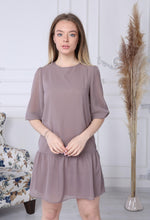 Load image into Gallery viewer, Mink Chiffon Dress with Gathered Hem
