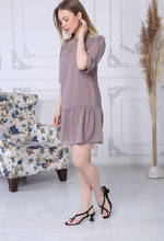 Load image into Gallery viewer, Mink Chiffon Dress with Gathered Hem
