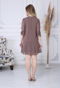 Brown Robe Chiffon Dress