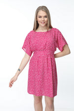 Load image into Gallery viewer, Fuchsia Waist Patterned Dress with Bodice
