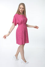 Load image into Gallery viewer, Fuchsia Waist Patterned Dress with Bodice
