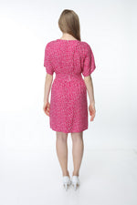 Load image into Gallery viewer, Fuchsia Waist Patterned Dress with Bodice
