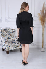 Load image into Gallery viewer, Black Gipe Detailed Buttoned Dress
