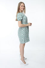 Load image into Gallery viewer, Green Waist Belted Patterned Dress
