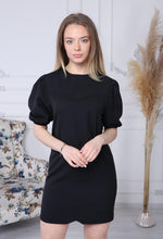 Load image into Gallery viewer, Black Robe Gathered Sleeve Dress
