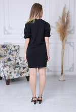 Load image into Gallery viewer, Black Robe Gathered Sleeve Dress
