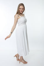 Load image into Gallery viewer, White Strap Dress with Gipe Detail
