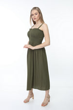 Load image into Gallery viewer, Khaki Strappy Gipe Detailed Dress
