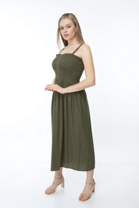 Khaki Strappy Gipe Detailed Dress