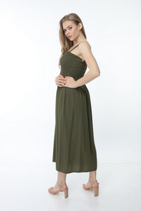 Khaki Strappy Gipe Detailed Dress