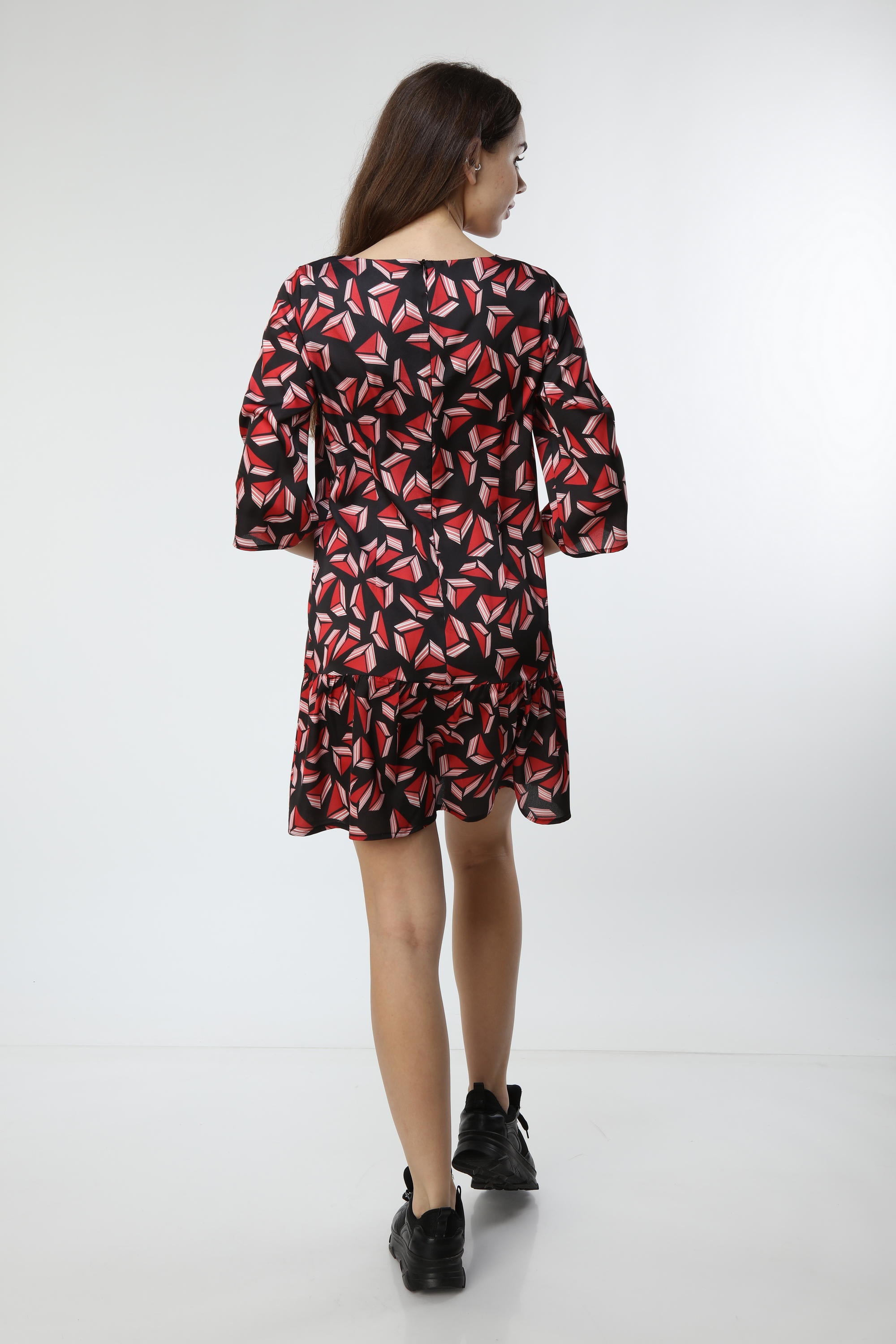 Red Geometric Patterned Dress