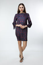 Load image into Gallery viewer, Navy Blue Digital Printed Floral Patterned Dress
