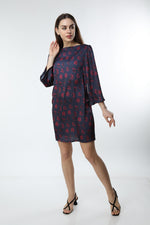 Load image into Gallery viewer, Navy Blue Digital Printed Floral Patterned Dress
