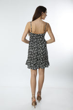 Load image into Gallery viewer, Black Floral Patterned Strappy Dress
